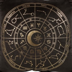 Black Astrology Wheel Square Polyester Cushion