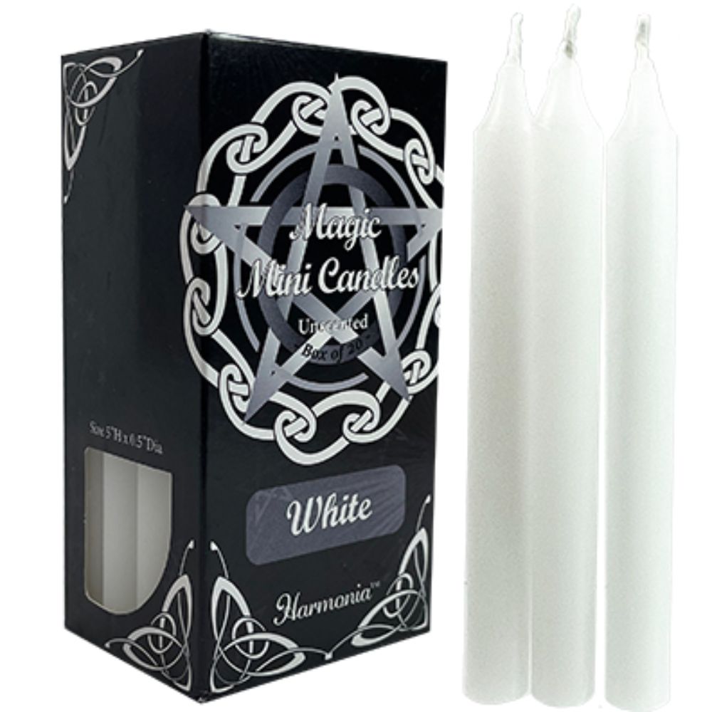 Pack of 20 Mini Candle Magic Spell Protection Unscented Candles Rituals - White