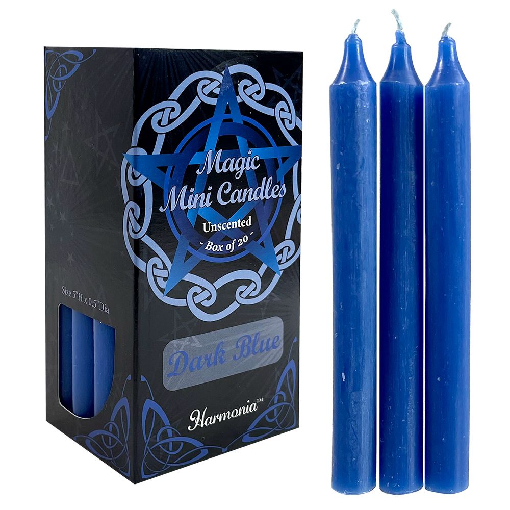 Pack of 20 Mini Candle Magic Spell Protection Unscented Candles Rituals - Blue