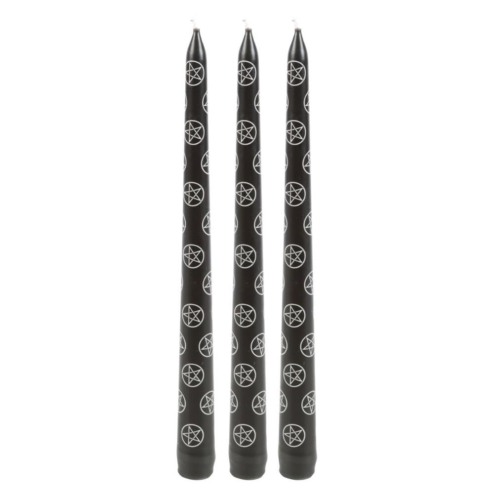 Set Of 3 Pentagram Taper Dinner Candles