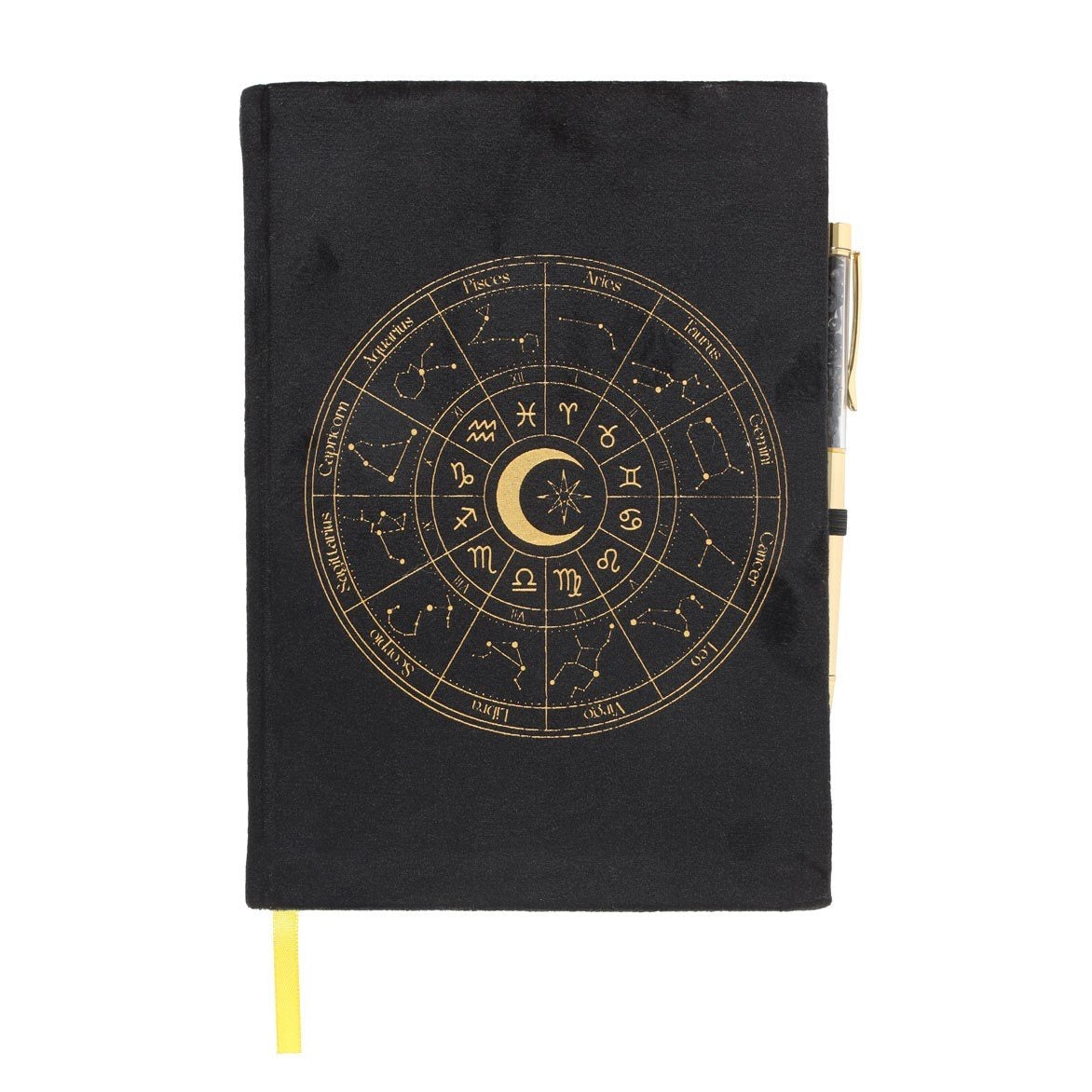 Astrology Wheel Journal with Black Obsidian Crystal Pen