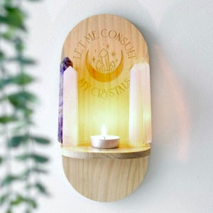 Natural Let Me Consult My Crystals Wooden Altar Shelf