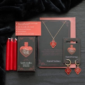 Gold Tone Love Potion Enamel And Stainless Steel Necklace Card