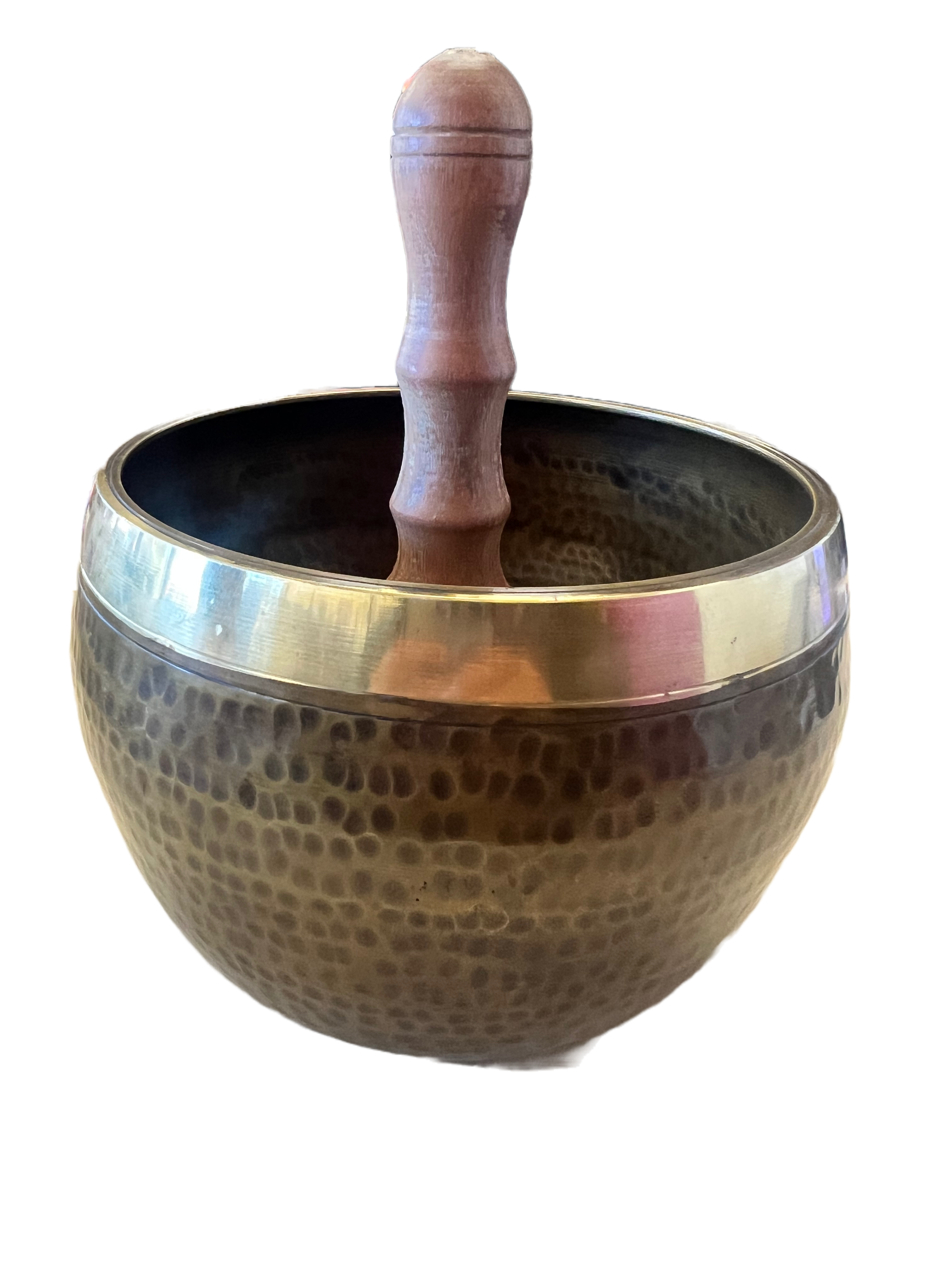 Deep Hand Hammered  Brass Singing Bowl Dark Gold 14.5cm