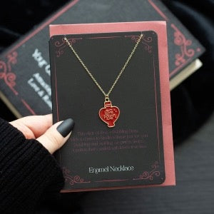 Gold Tone Love Potion Enamel And Stainless Steel Necklace Card