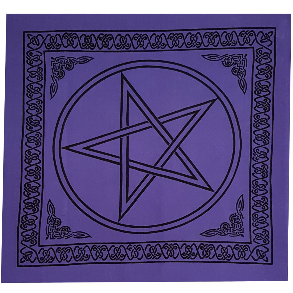 Pentacle Purple Cotton Altar Scarf ALT05