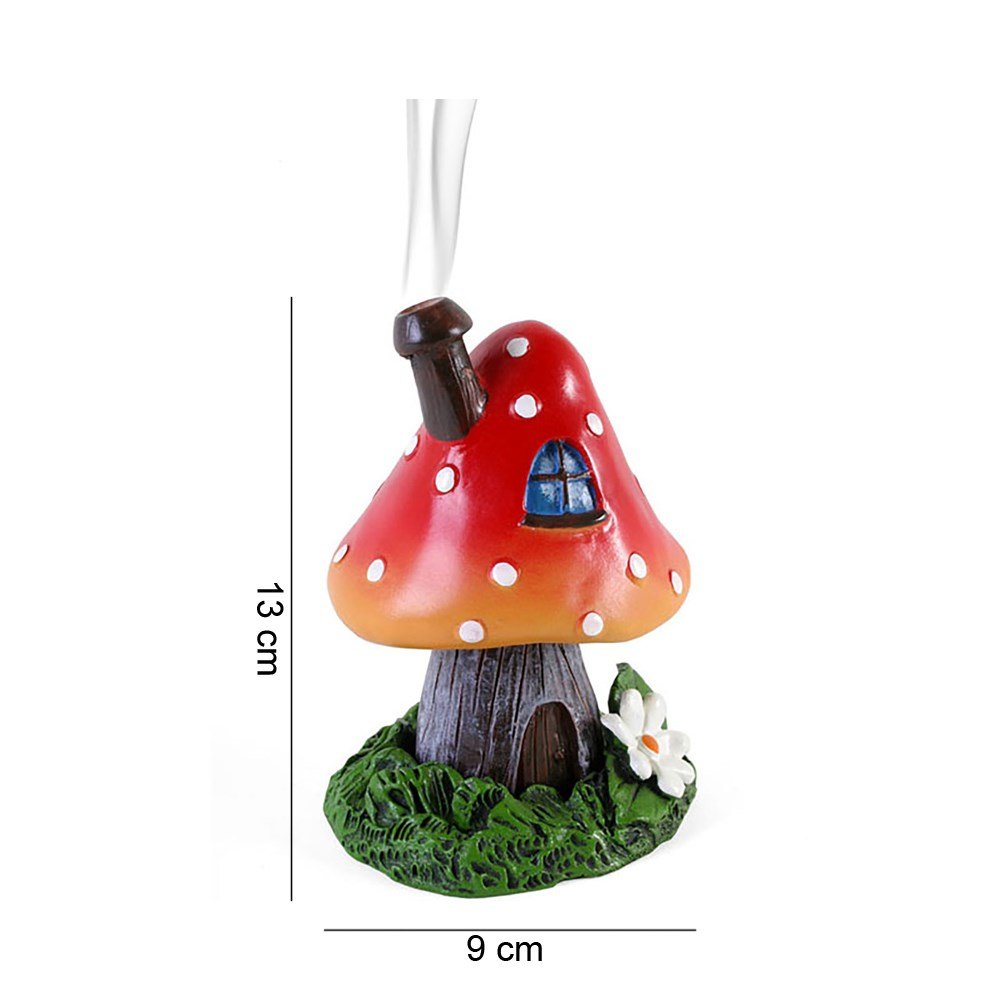 Red Smoking Toadstool Mushroom Incense Cone Holder