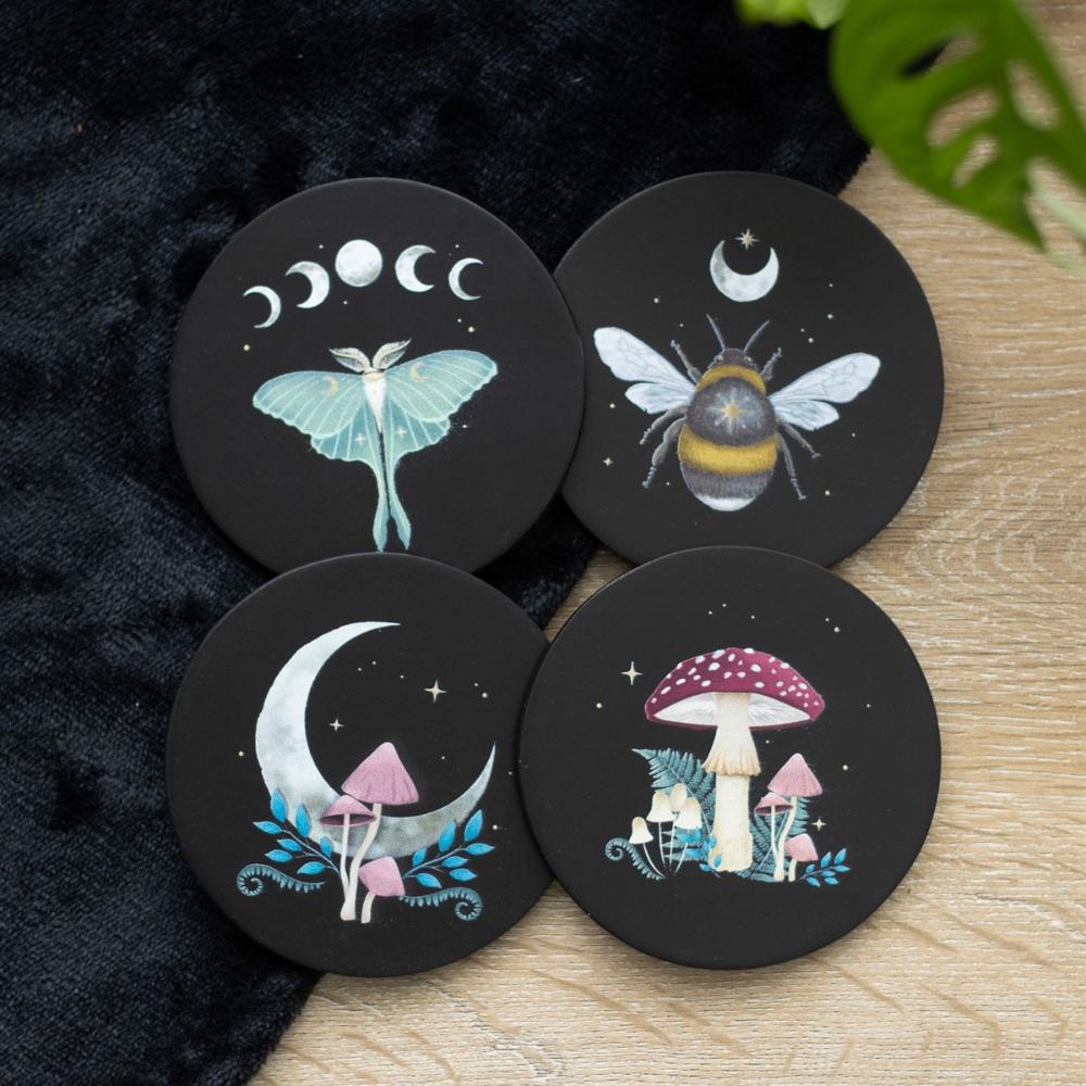 Enchanted Mushroom Forest MDF Coaster Set of 4