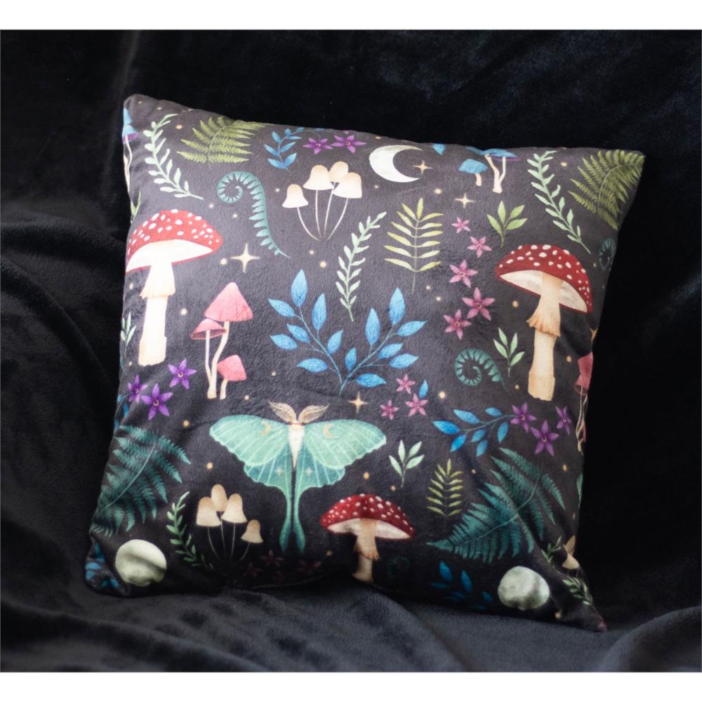 Square Dark Forest Print Polyester Cushion 35cm