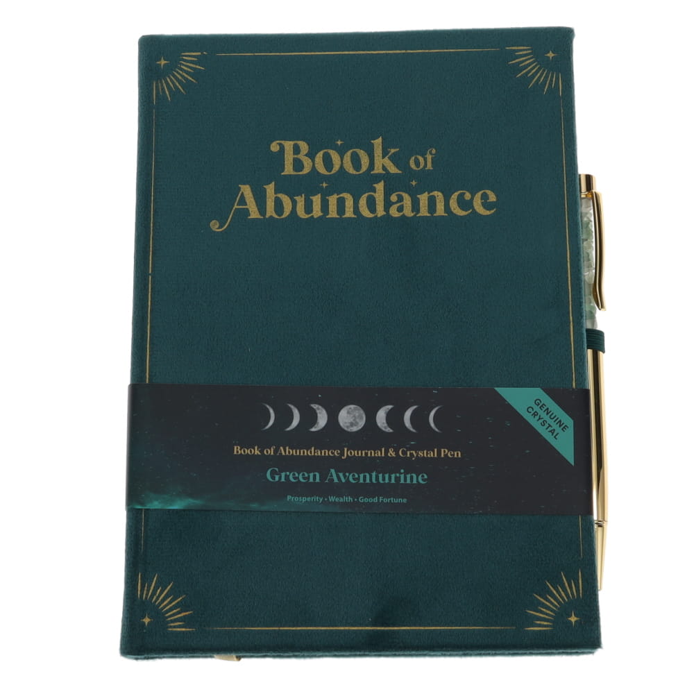 Book Of Abundance Journal With Green Aventurine Crystal Pen