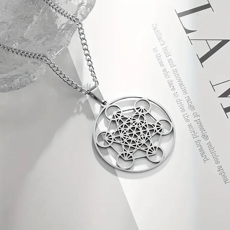 Sacred Geometry Metatron Cube Necklace Pendant Silver