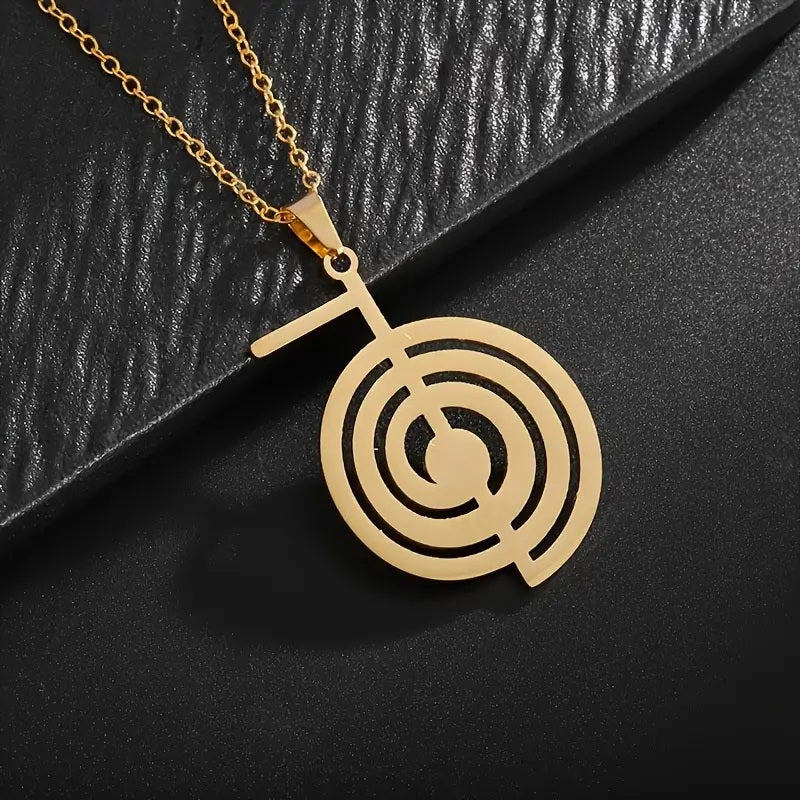 Reiki Symbol Cho Ku Rei Stainless Steel Pendant Gold