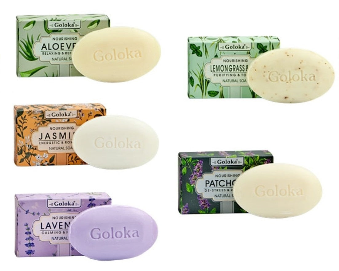 5pcs Goloka Soap Patchouli Lavender Aloe Vera Jasmine Lemongrass