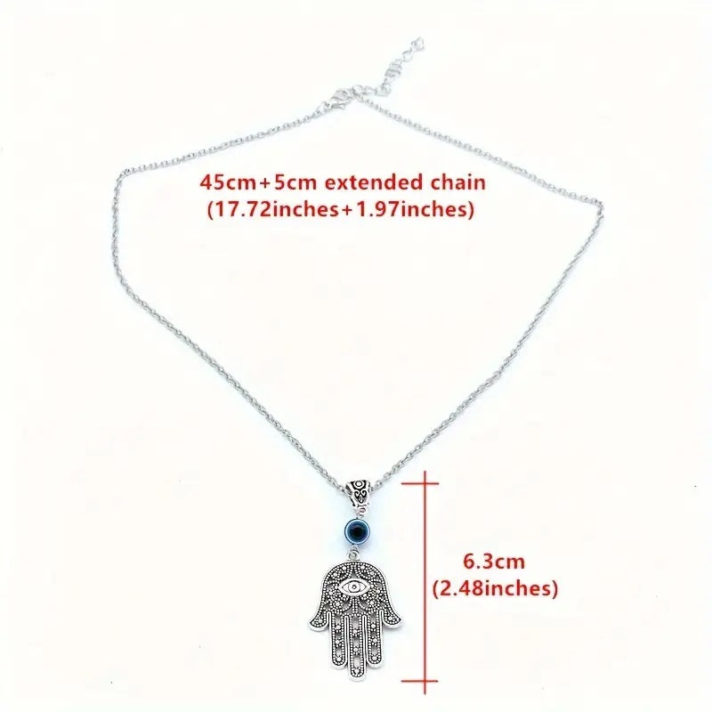 Hamsa Hand Necklace Pendant - Silvery