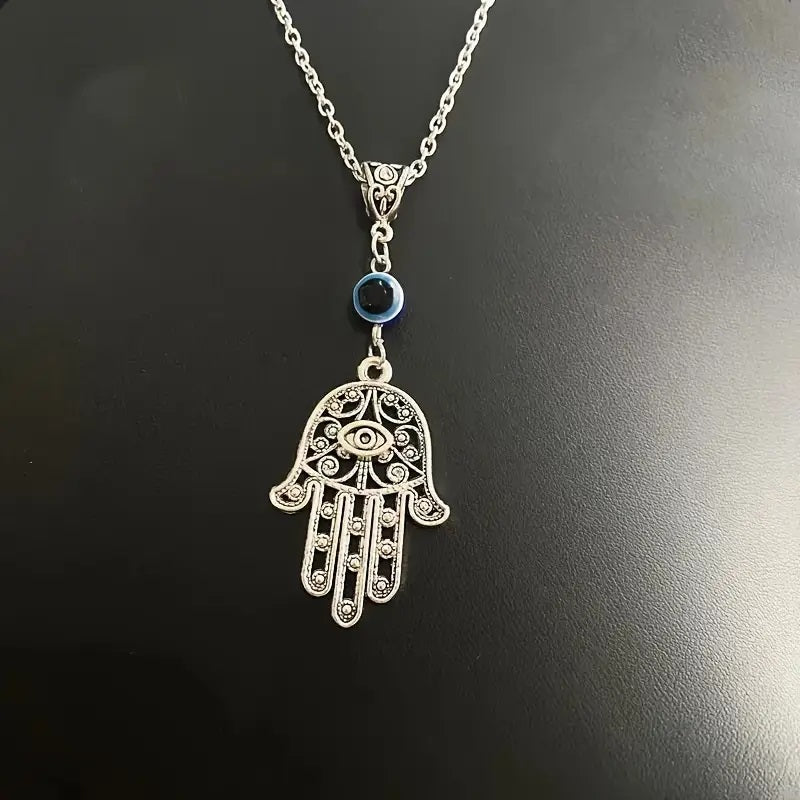 Hamsa Hand Necklace Pendant - Silvery