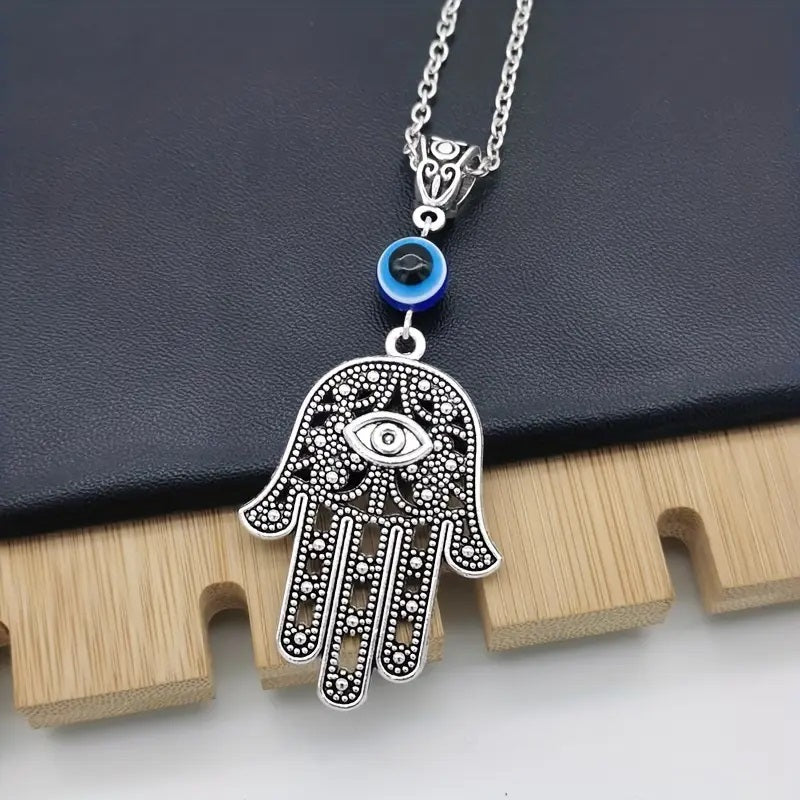 Hamsa Hand Necklace Pendant - Silvery