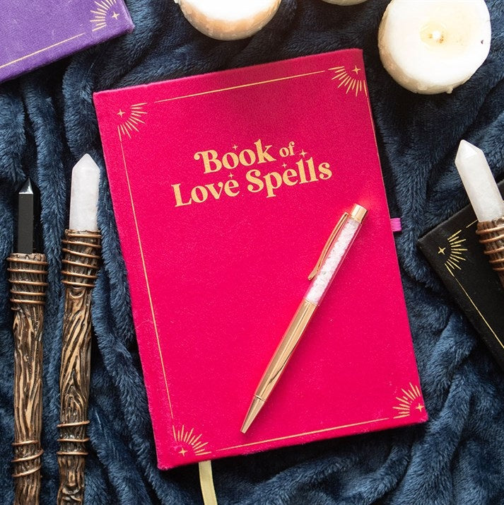 Book Of Love Spells Journal With Rose Quartz Crystal Pen