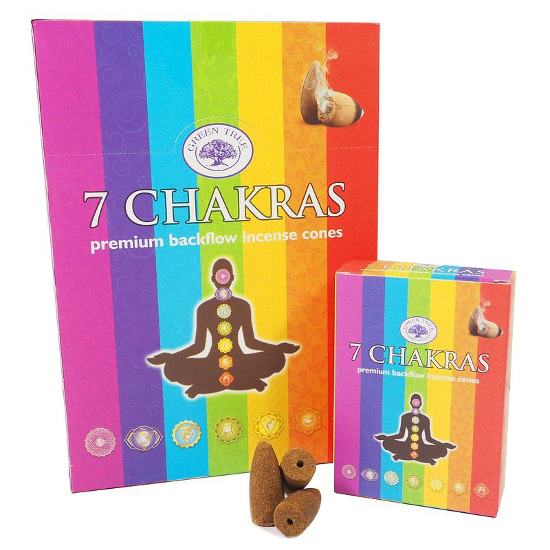 7 CHAKRAS BACKFLOW GREEN TREE INCENSE 144 CONES