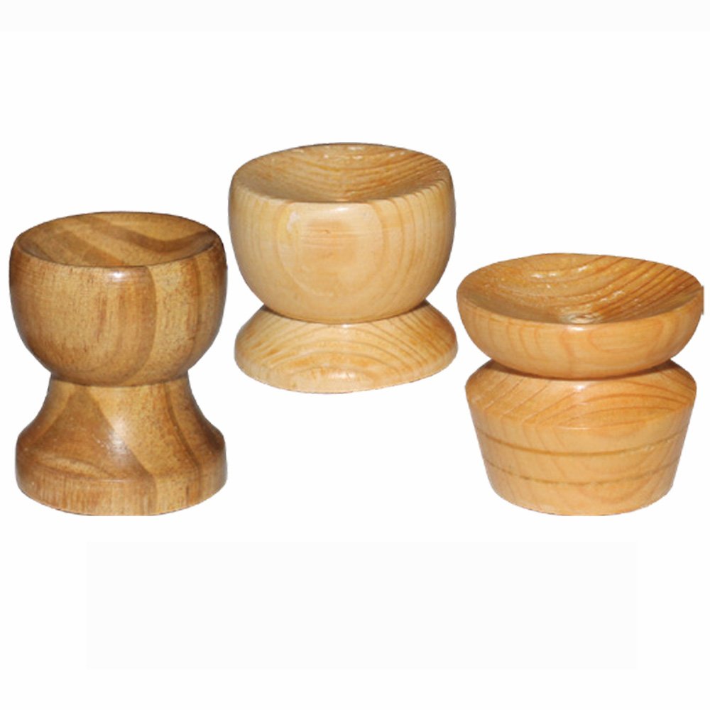 Set of 3 Sphere Stand Round Wooden