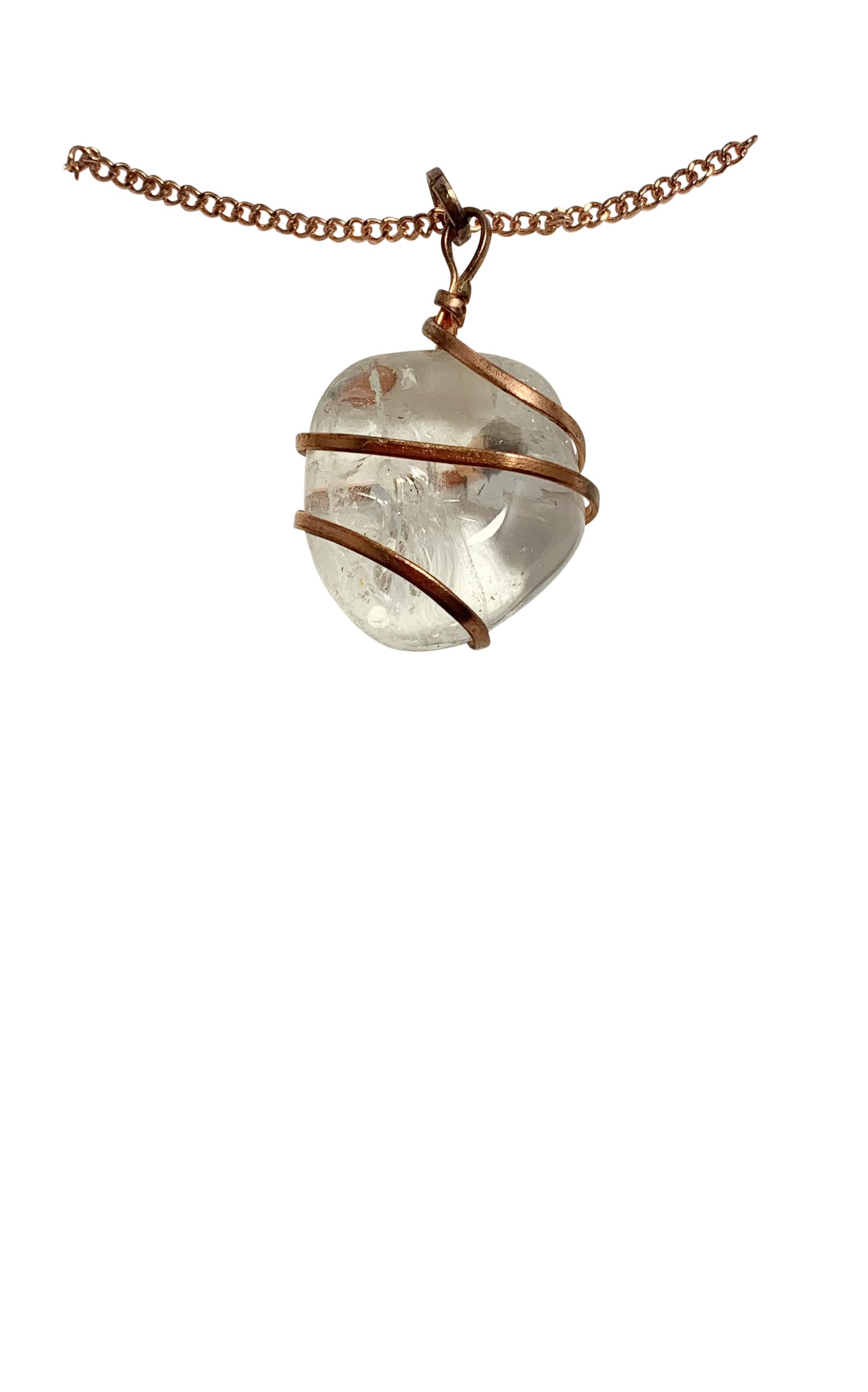 Infinity Loop Crystal Tumbled Collection Clear Quartz Pendant Copper