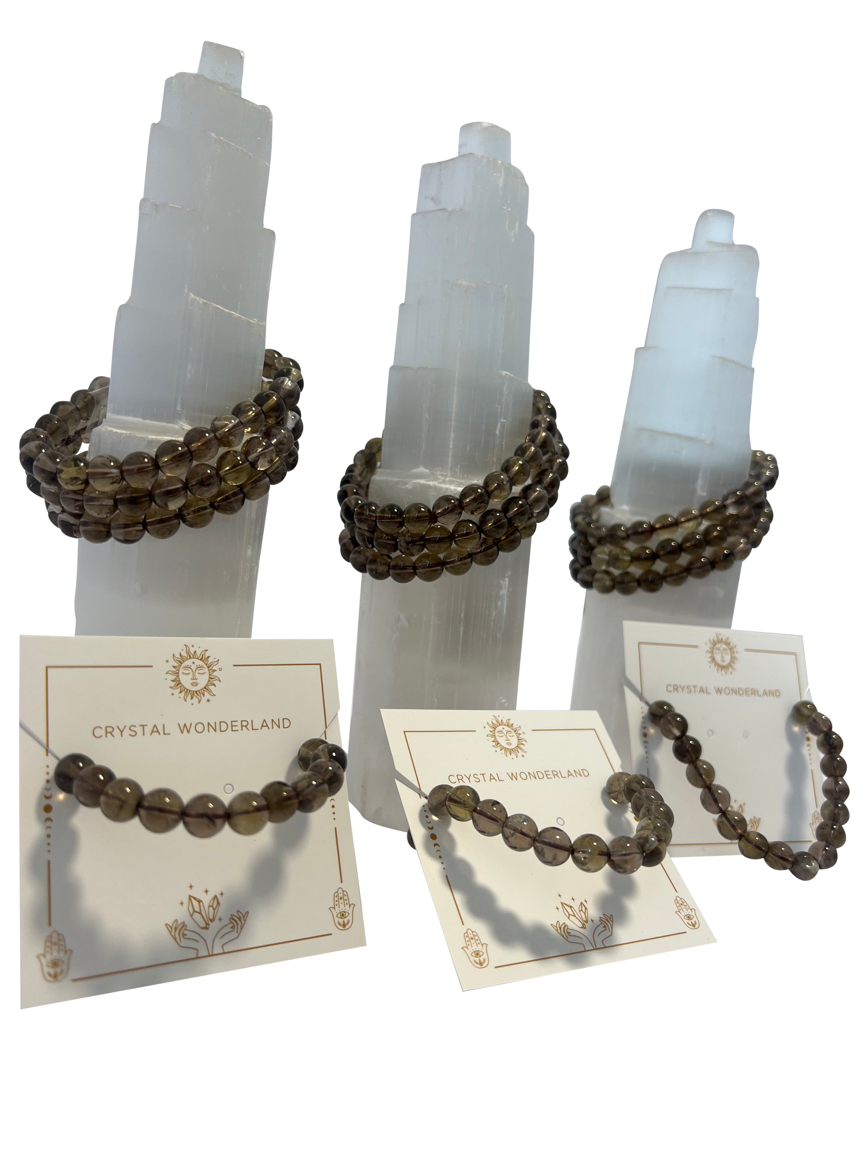 Smoky Quartz Crystal Beads Bracelet 8mm
