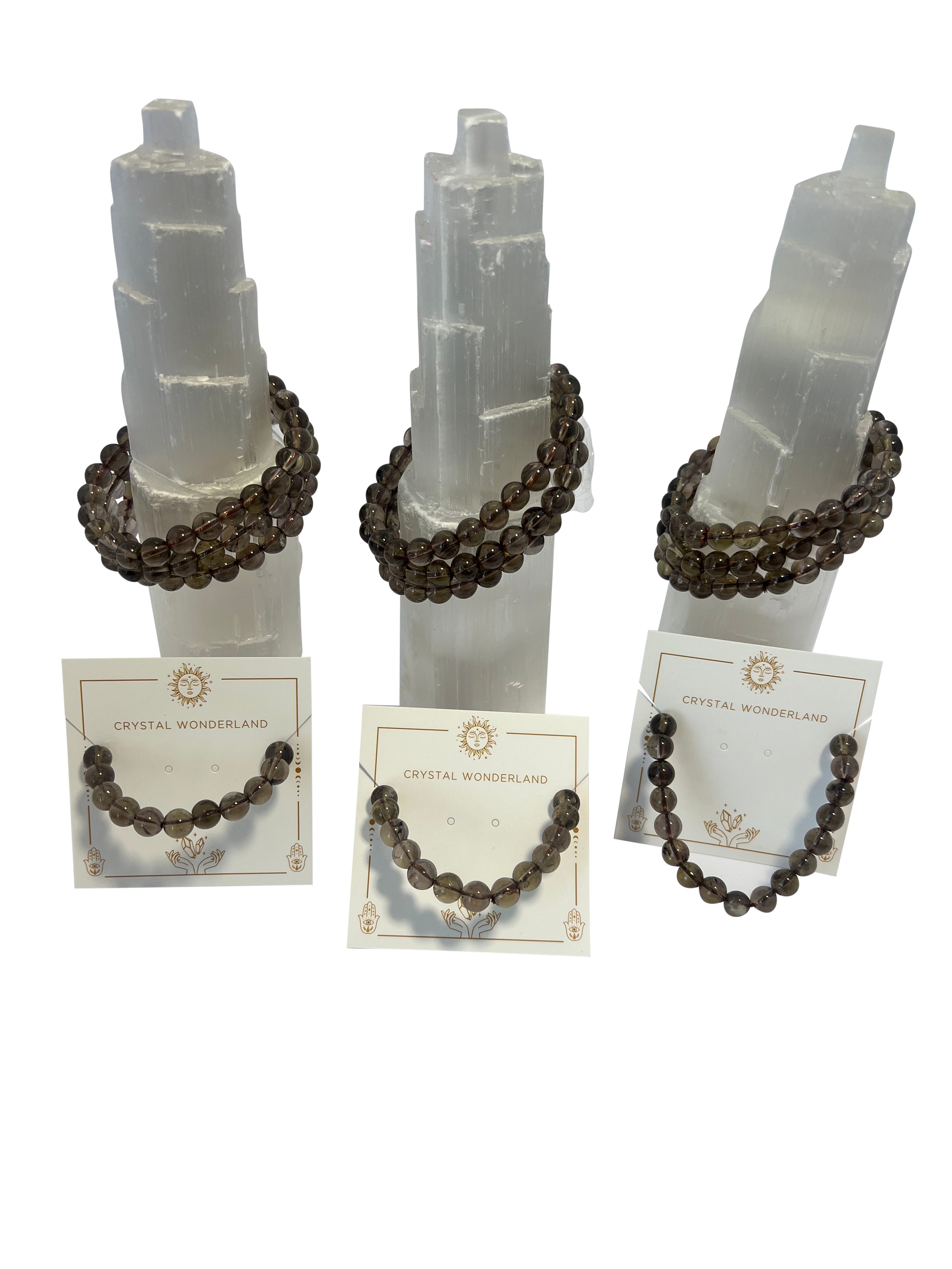 Smoky Quartz Crystal Beads Bracelet 8mm