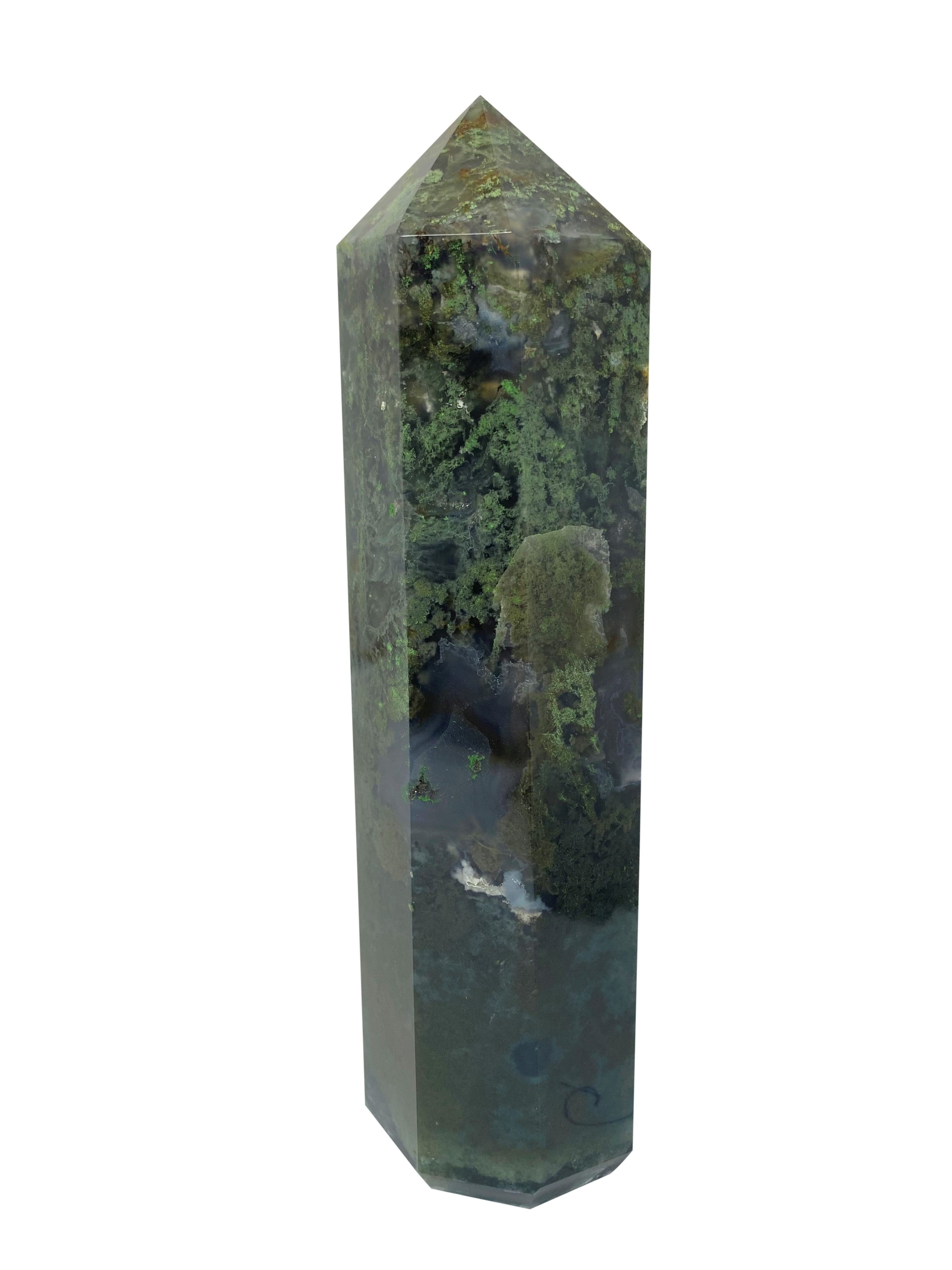 Moss Agate Large Tower Obelisk - G