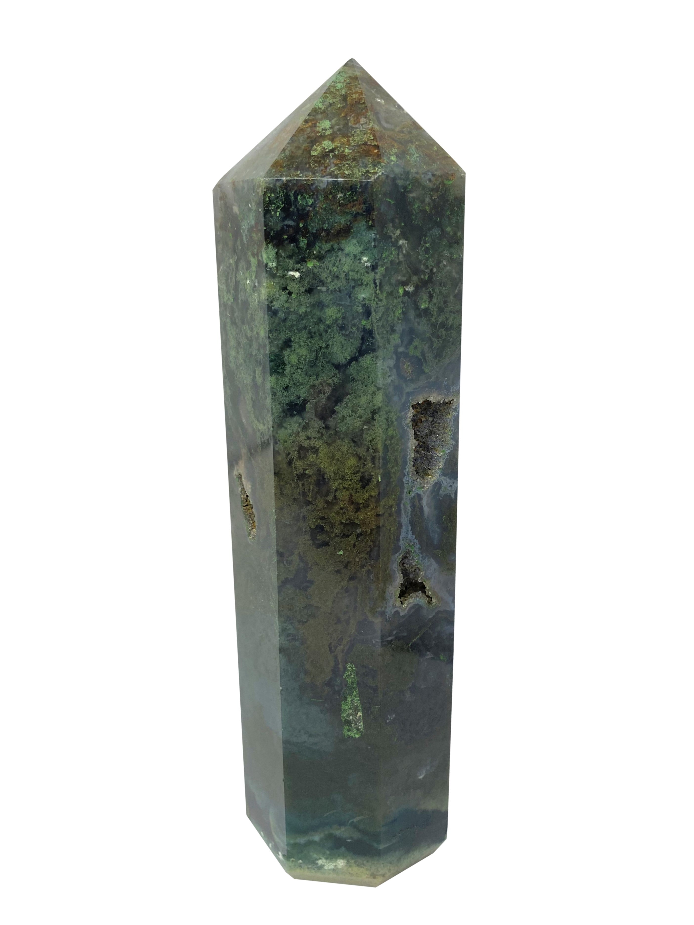 Moss Agate Large Tower Obelisk - G