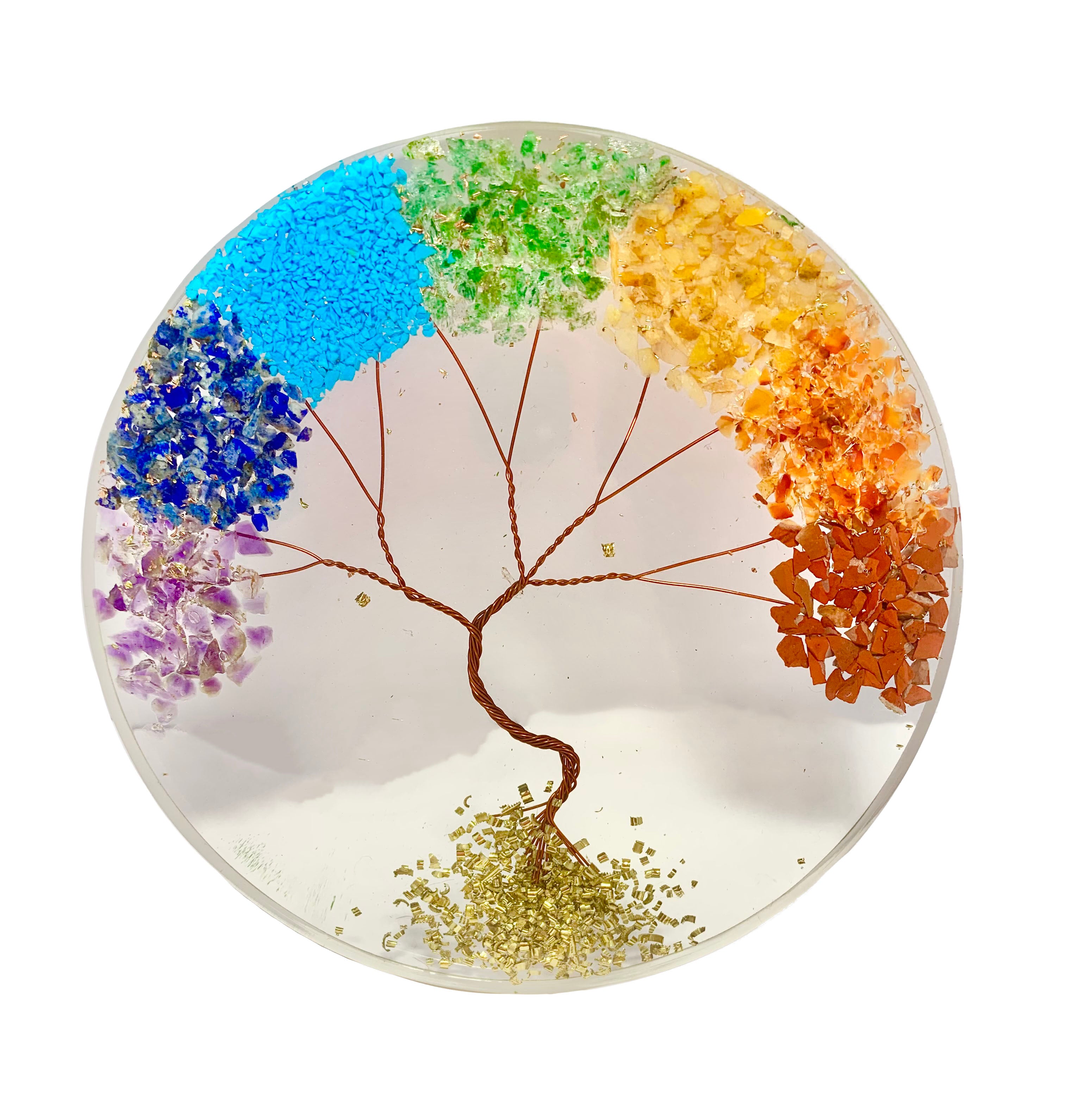 7 Chakras Tree of Life Crystal Coaster Orgonite