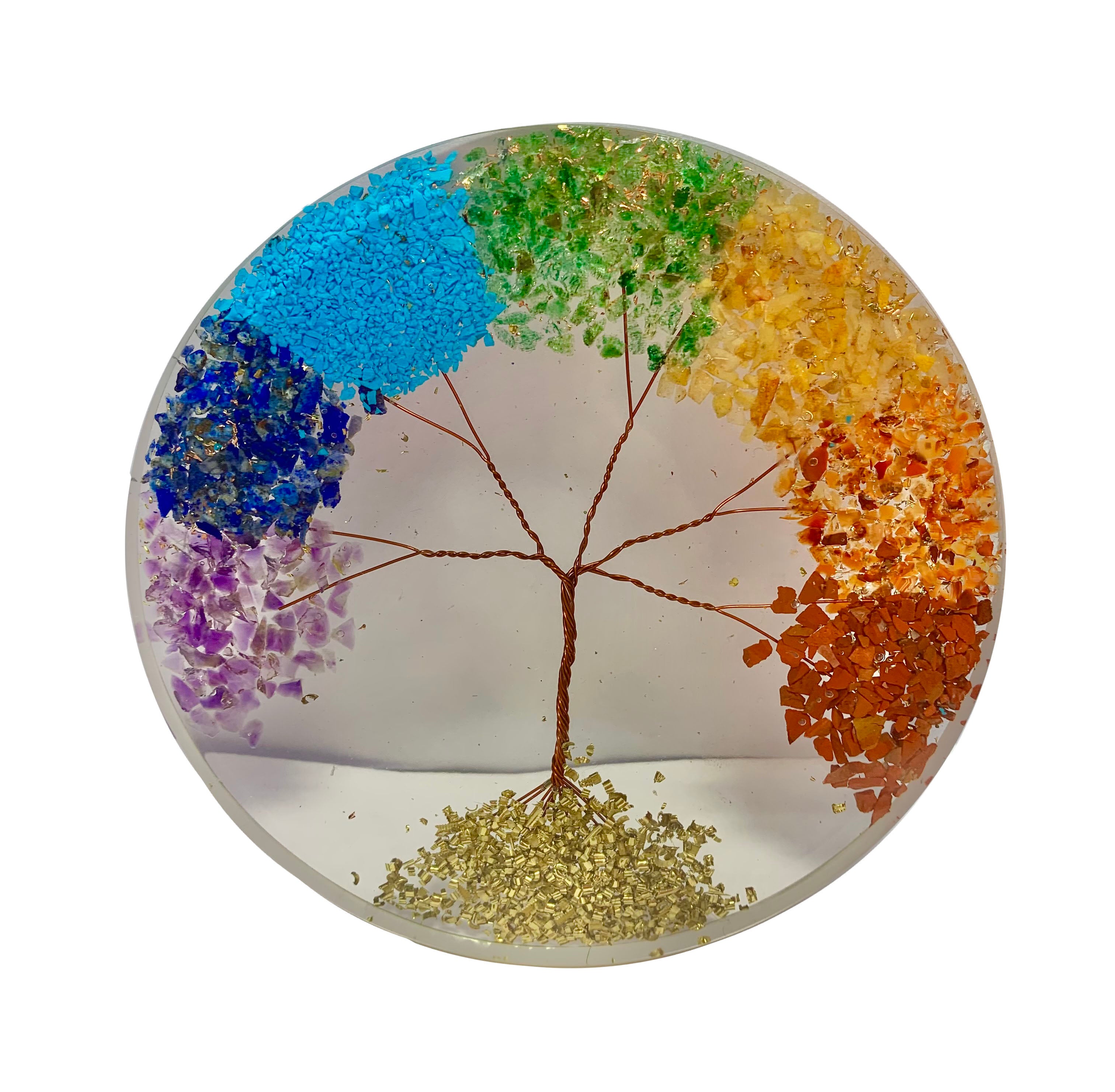 7 Chakras Tree of Life Crystal Coaster Orgonite