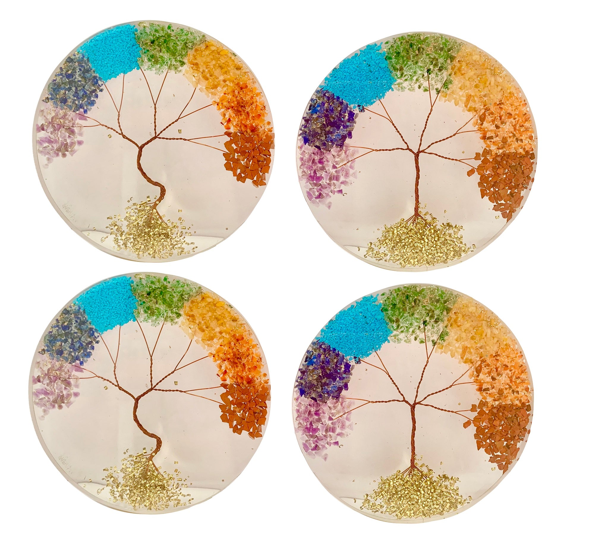 7 Chakras Tree of Life Crystal Coaster Orgonite