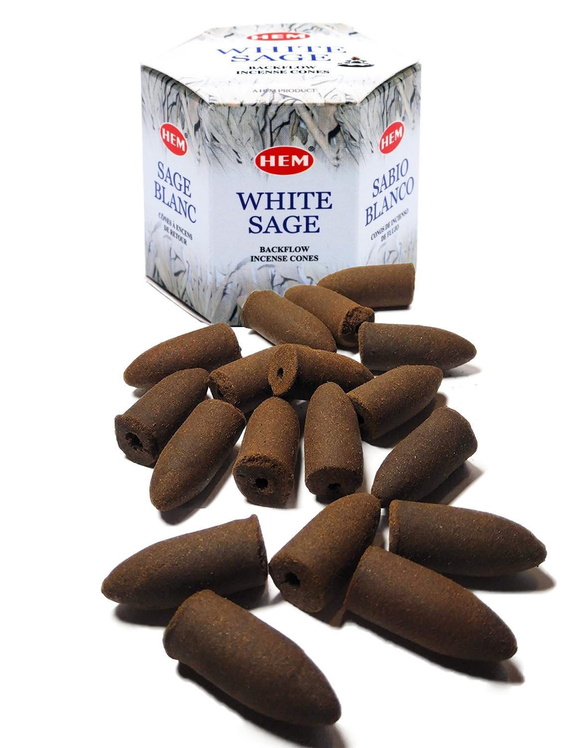 White Sage Backflow Incense Cones HEM