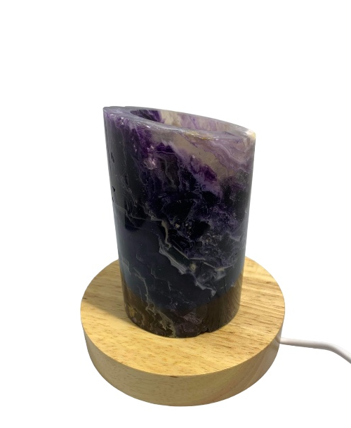 Medium Rainbow Fluorite Lamp - LED Stand 3