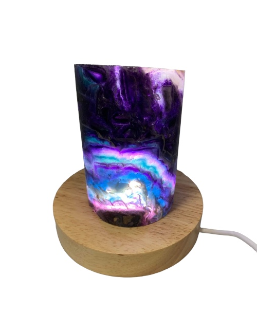 Medium Rainbow Fluorite Lamp - LED Stand 3