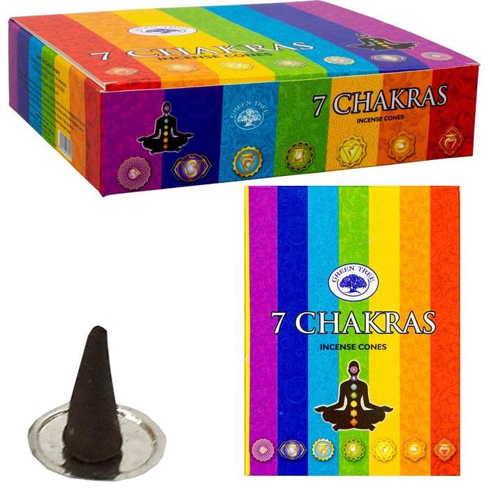 Seven Chakras 120 Incense Cones Green Tree