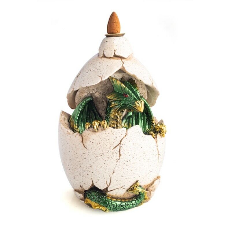 Hatching Dragon Egg Backflow Incense Burner Holder with LED Light